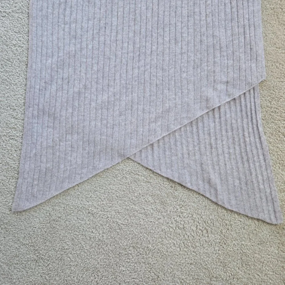 NWOT Halogen Cashmere Ribbed Scarf With Angled Ends Tan Oatmeal